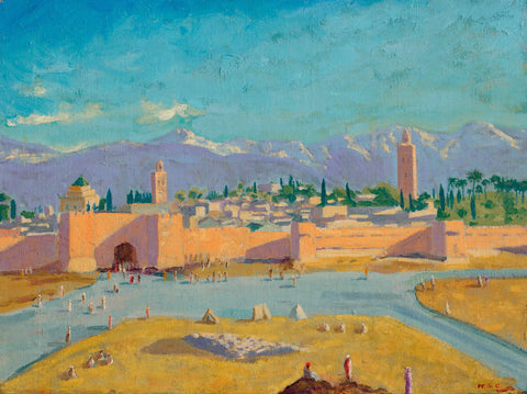 {{ product_title }} Fine Art Print | {{ product_vendor }} Jakero77 Sir Winston Churchill - Tower of the Koutoubia Mosque (1943) Signed - 17"x22" Print Art Print  Jakero77