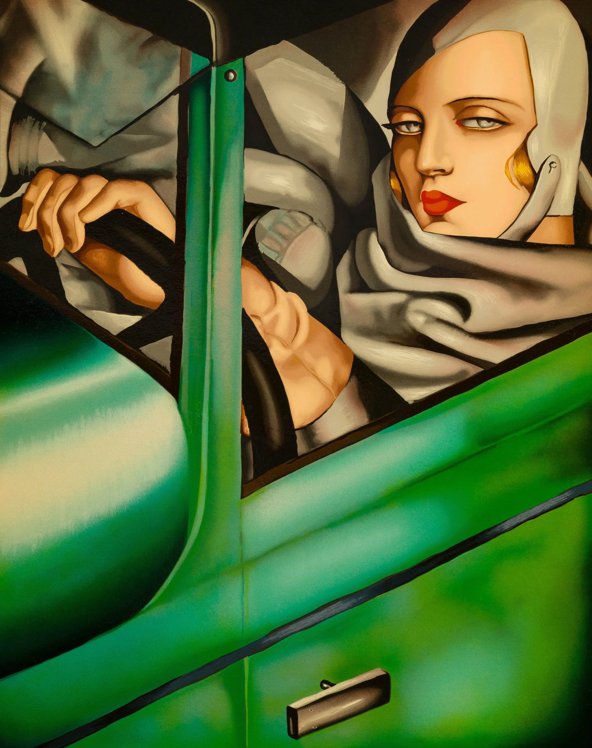 {{ product_title }} Fine Art Print | {{ product_vendor }} Jakero77 Tamara de Lempicka - My Portrait in the Green Bugatti (1929) - 17" x 22" Art Print Art Print  Jakero77