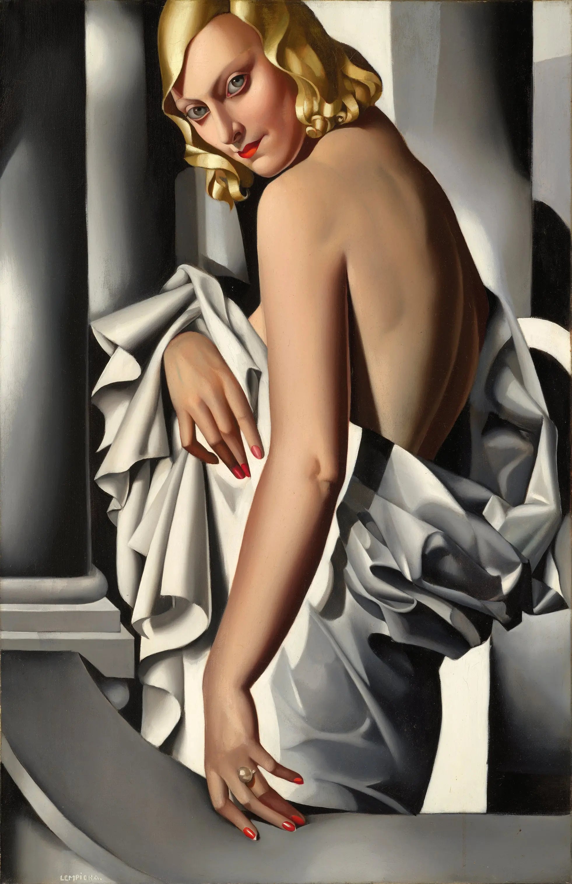 {{ product_title }} Fine Art Print | {{ product_vendor }} Jakero77 Tamara de Lempicka - Portrait de Marjorie Ferry (1932) Signed - 17" x 22" Art Print Art Print  Jakero77