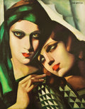 {{ product_title }} Fine Art Print | {{ product_vendor }} Jakero77 Tamara de Lempicka - The Green Turban, Two Women (1930) Signed - 17" x 22" Print Art Print  Jakero77