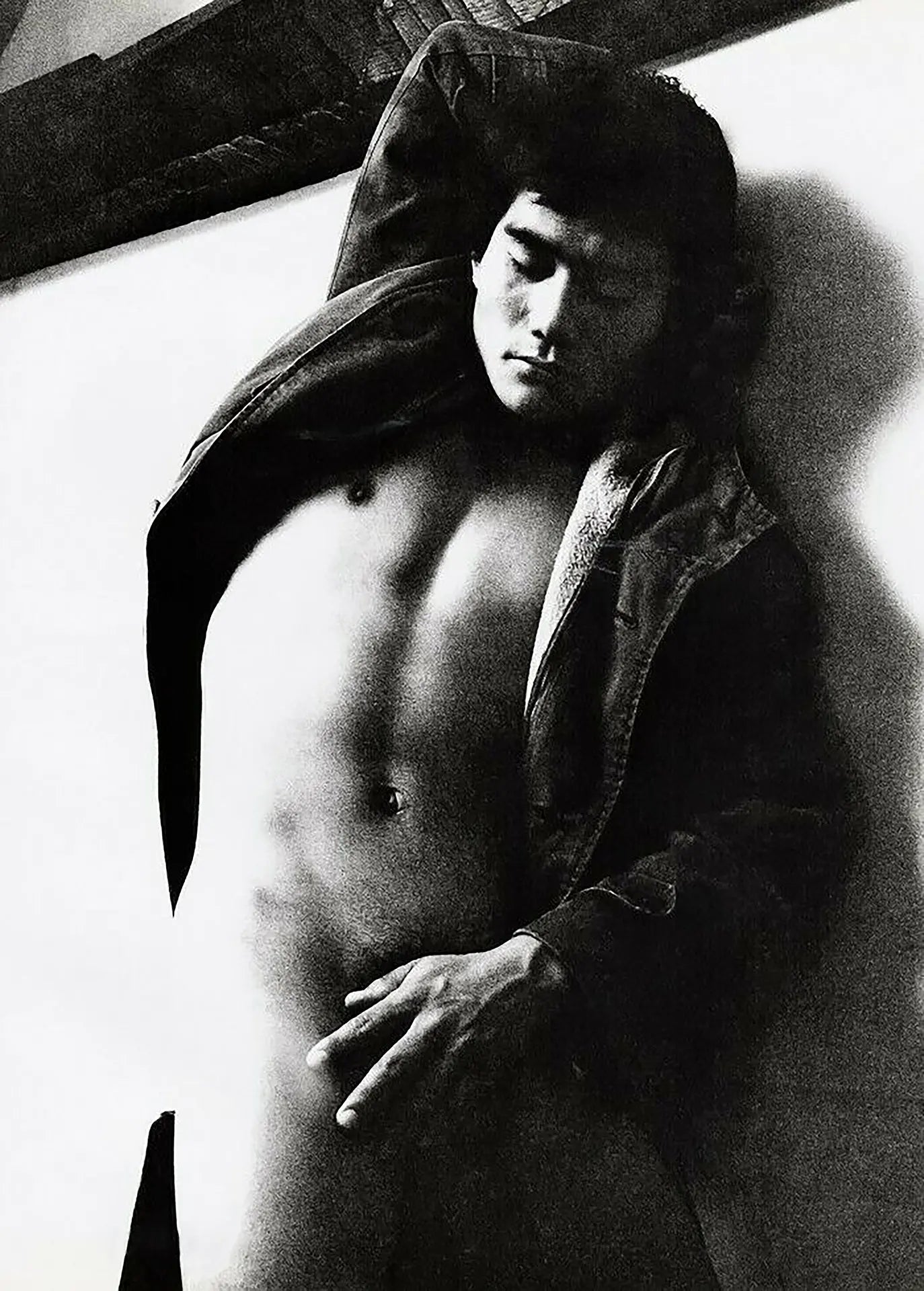 {{ product_title }} Fine Art Print | {{ product_vendor }} Jakero77 Tamotsu Yato - Nude Japanese Male Jean Jacket (1972) Gay Interest - 17" x 22" Print Art Print  Jakero77
