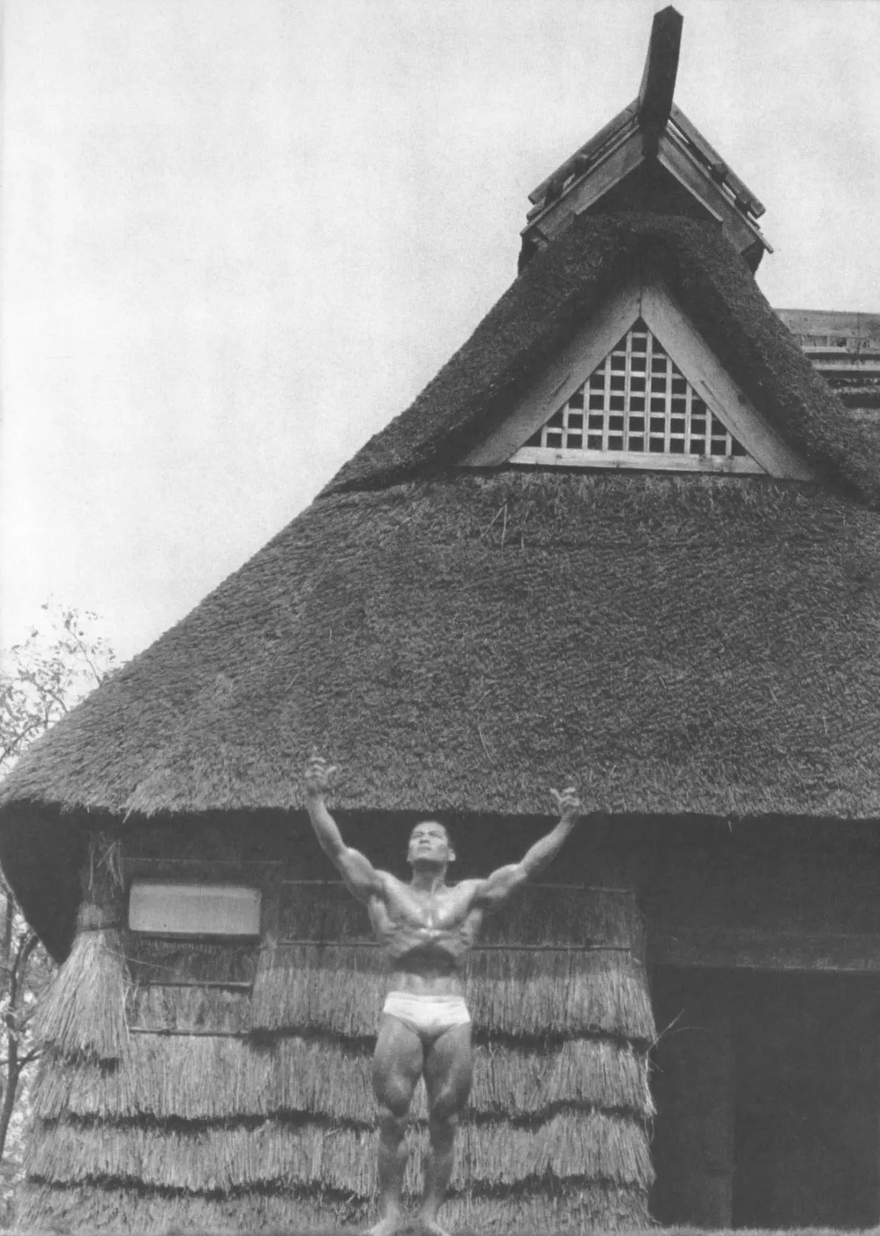 {{ product_title }} Fine Art Print | {{ product_vendor }} Jakero77 Tamotsu Yato Vintage Japan Pagoda Male Power Pose Muscle - 17"x22" Fine Art Print Art Print  Jakero77