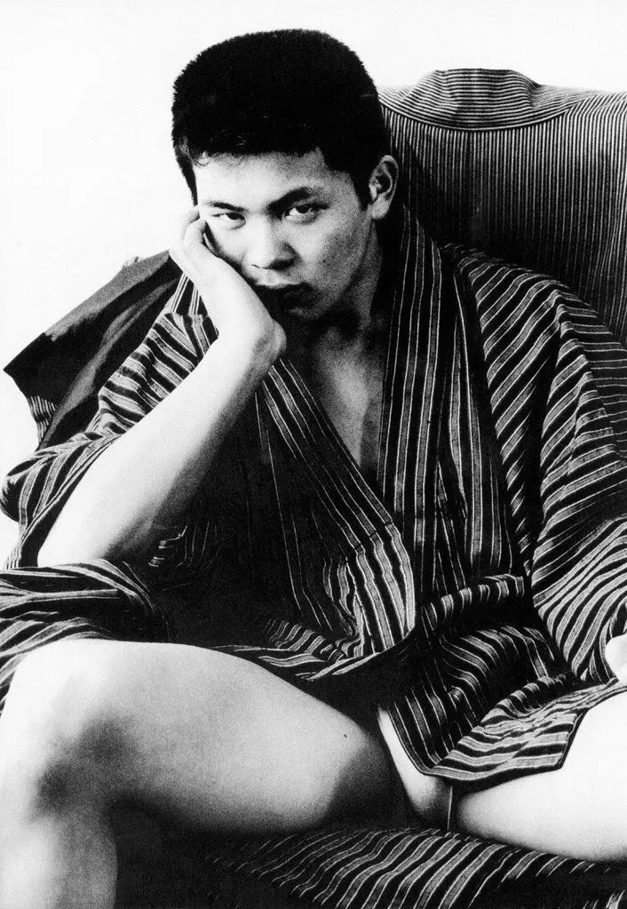 {{ product_title }} Fine Art Print | {{ product_vendor }} Jakero77 Tamotsu Yato - Vintage Japanese 1960s Male in Underwear Kimono - 17" x 22" Print Art Print  Jakero77