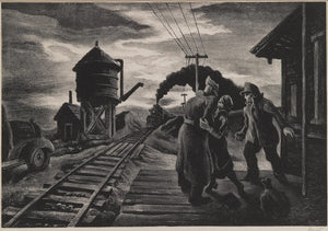 {{ product_title }} Fine Art Print | {{ product_vendor }} Jakero77 Thomas Hart Benton - Morning Train Soldiers Farewell (1943) Signed - 17"x22" Print Art Print  Jakero77