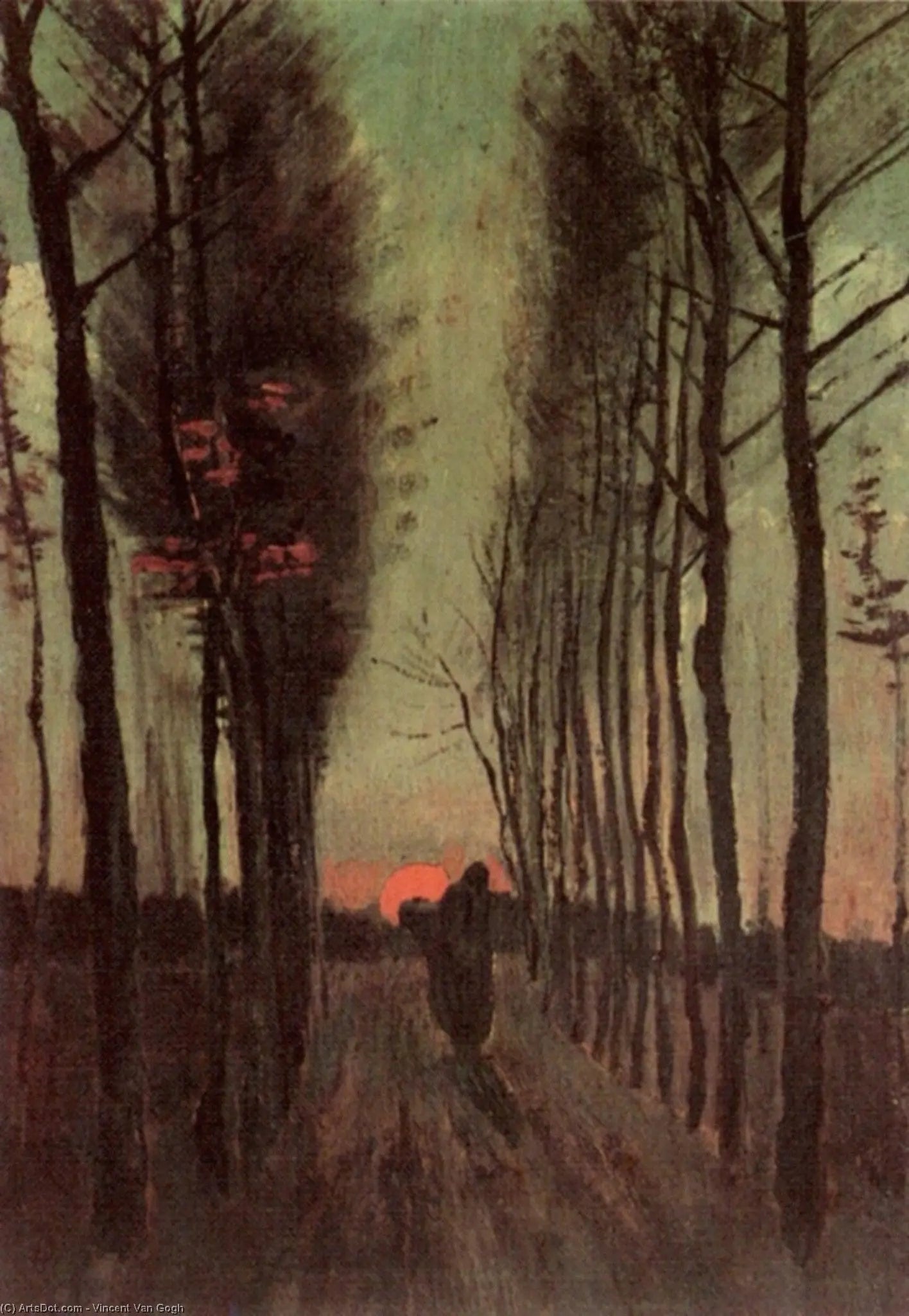 {{ product_title }} Fine Art Print | {{ product_vendor }} Jakero77 Vincent van Gogh - Avenue of Poplars at Sunset (1884) - 17" x 22" Fine Art Print Art Print  Jakero77