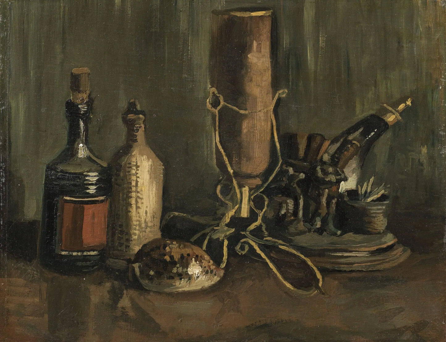 {{ product_title }} Fine Art Print | {{ product_vendor }} Jakero77 Vincent van Gogh - Still Life with Bottles and a Cowrie 1884 - 17"x22" Art Print Art Print  Jakero77