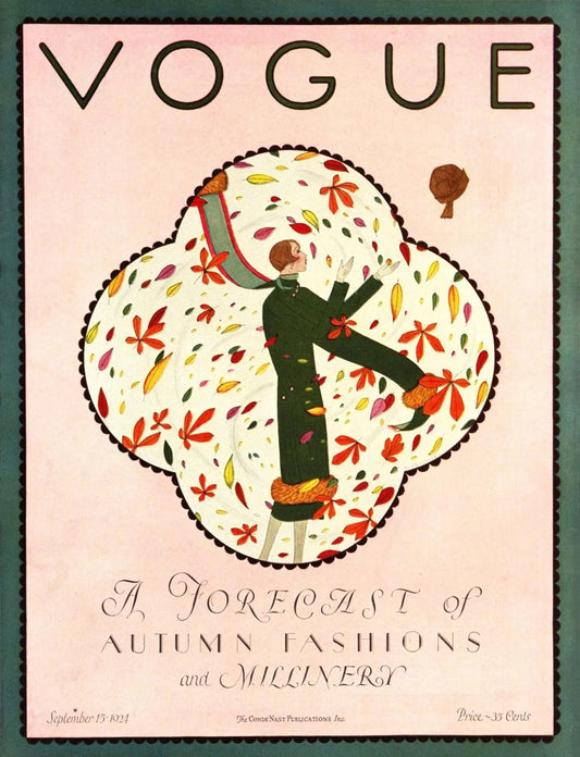 {{ product_title }} Fine Art Print | {{ product_vendor }} Jakero77 Vintage Vogue Cover Art Autumn Fashion & Millinery (1924) - 17" x 22" Art Print Art Print  Jakero77