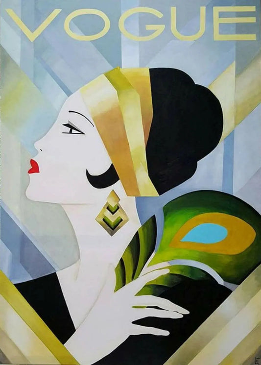 {{ product_title }} Fine Art Print | {{ product_vendor }} Jakero77 Vintage Vogue Cover Art Deco 1920s Fashion - 17" x 22" Fine Art Print Art Print  Jakero77