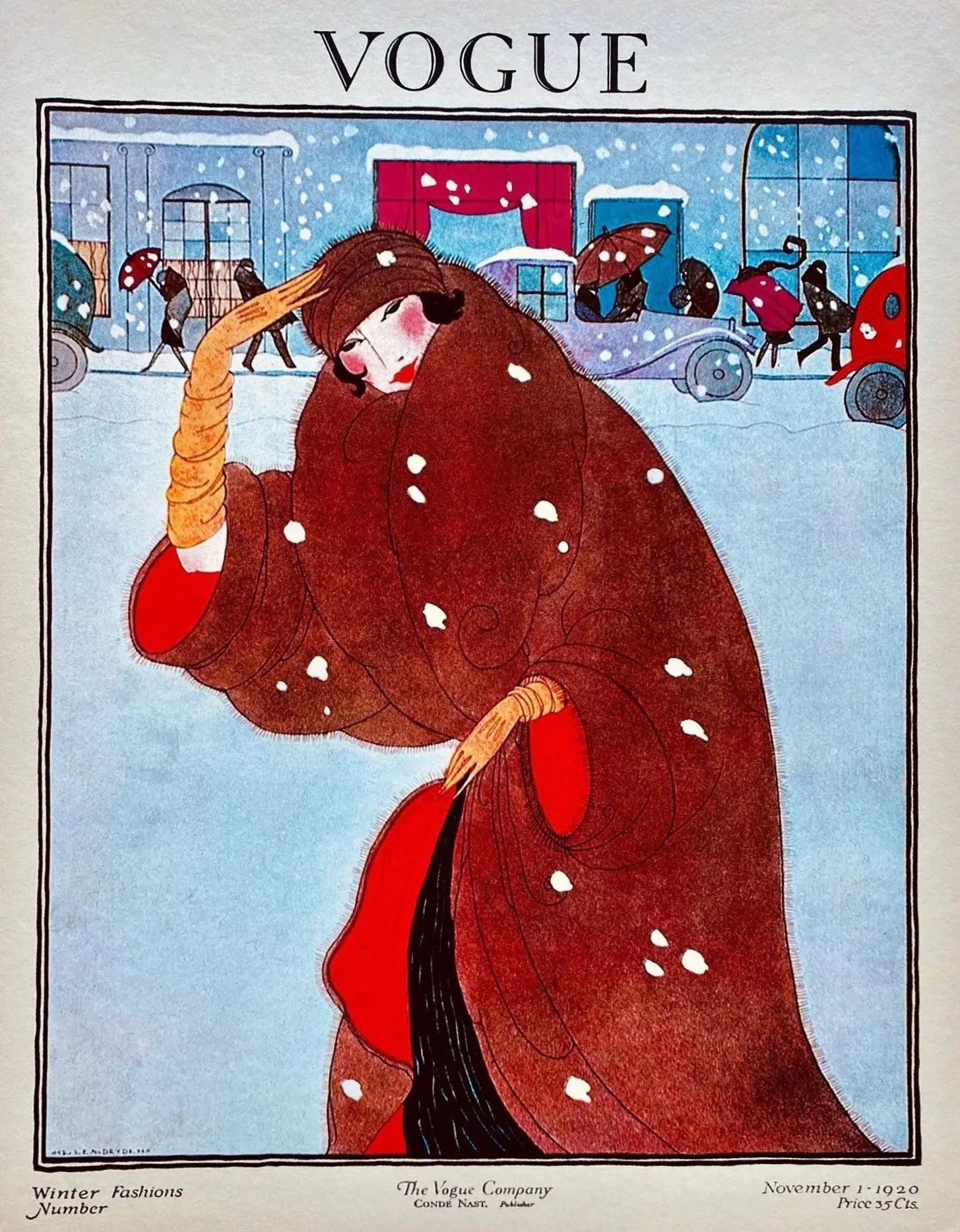 {{ product_title }} Fine Art Print | {{ product_vendor }} Jakero77 Vogue Cover Art Winter Fashions (1920) Art Deco - 17" x 22" Fine Art Print Art Print  Jakero77